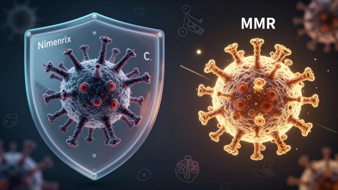 Meningokoková bakterie a virus zarděnek jsou odděleny štíty Nimenrix a MMR.