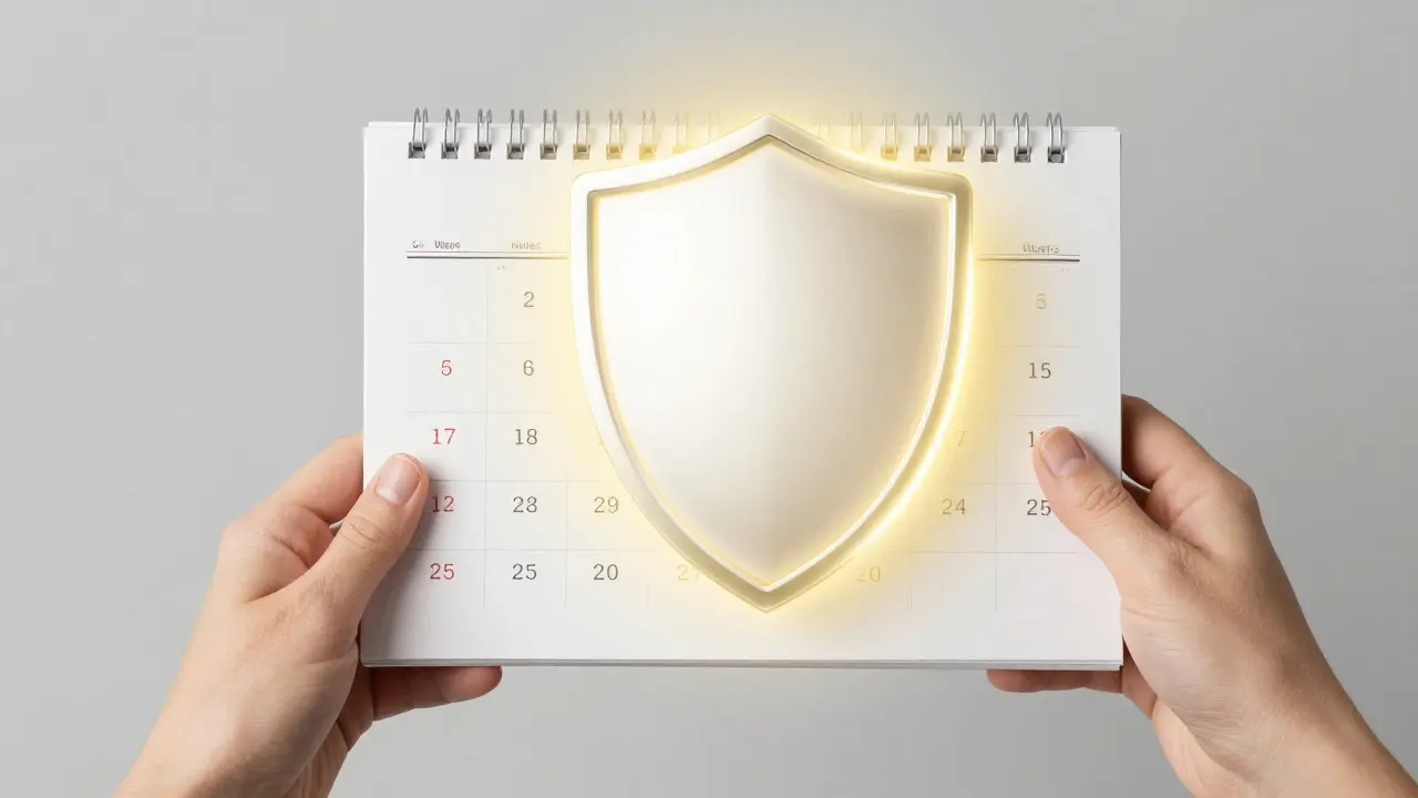 Kalendář s důležitými daty očkování proti tetanu po celý život.