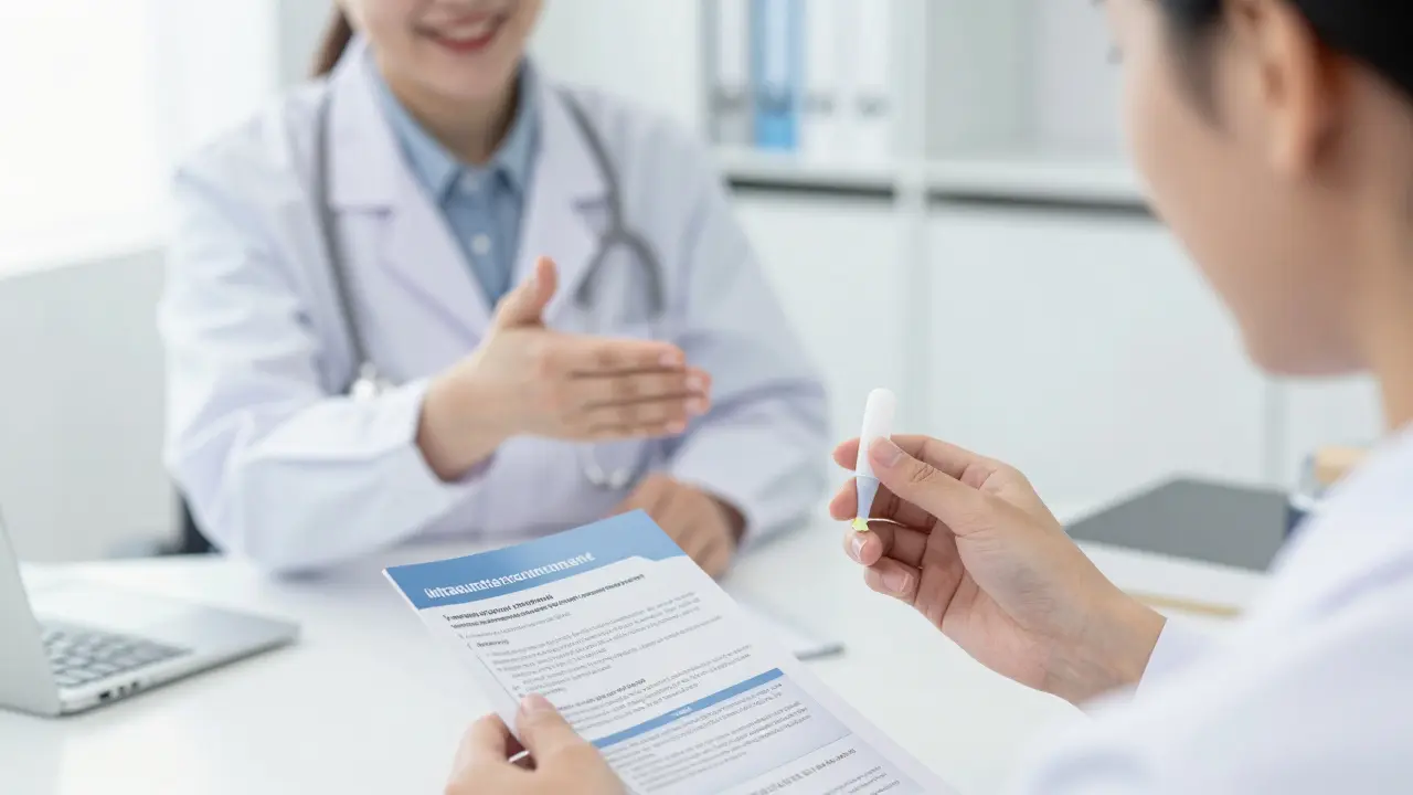 Lékař konzultuje řešení inkontinence s pacientem
