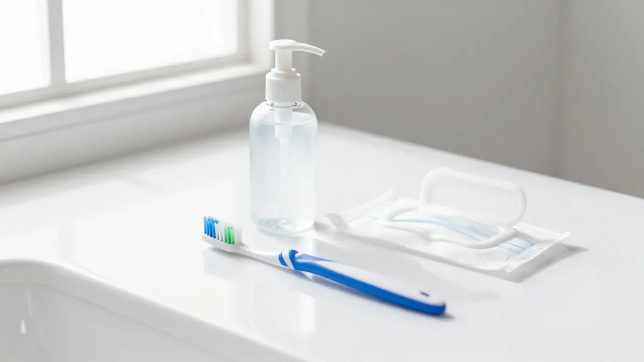 Nový zubní kartáček a dezinfekce pro hygienu