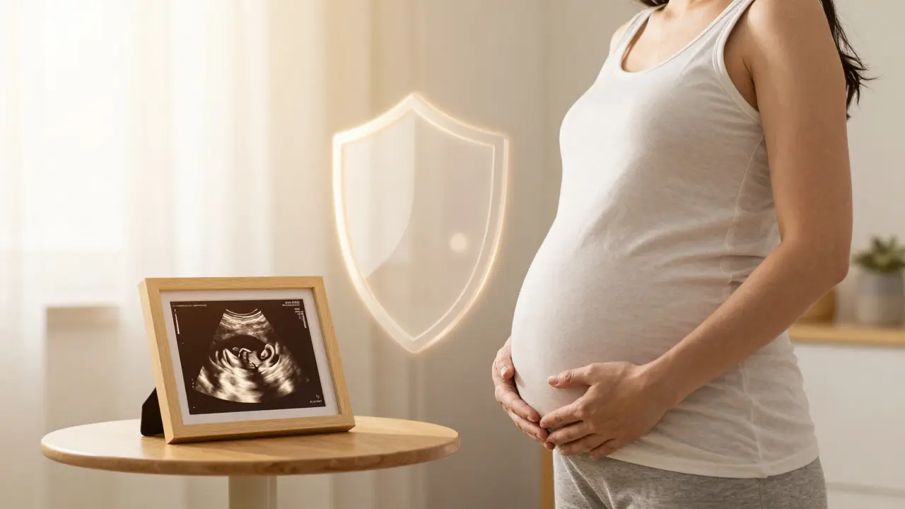 Těhotná žena chráněná imunitou proti zarděnkám