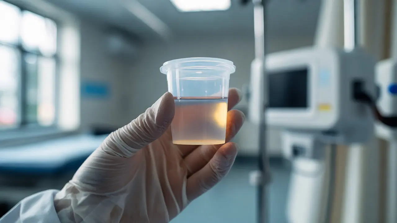 Sběr vzorku moči pro diagnostiku zánětu u lékaře